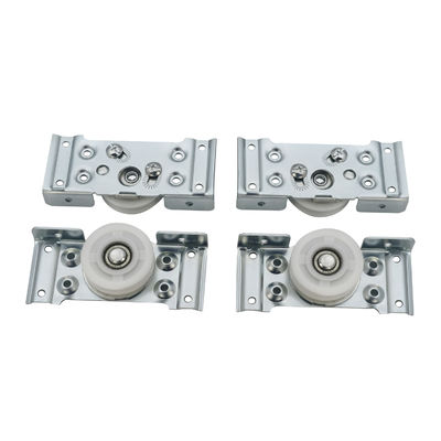 स्लाइडिंग वार्डरोब दरवाजों के लिए आयरन और नायलॉन फोल्डिंग डोर रोलर व्हील फिटिंग 8.5 सेमी * 11 सेमी