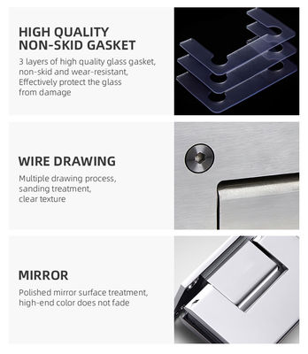 होटल बाथरूम एच टाइप स्टेनलेस स्टील मिरर शावर ग्लास डोर हिंज 12 मिमी बेवल एज