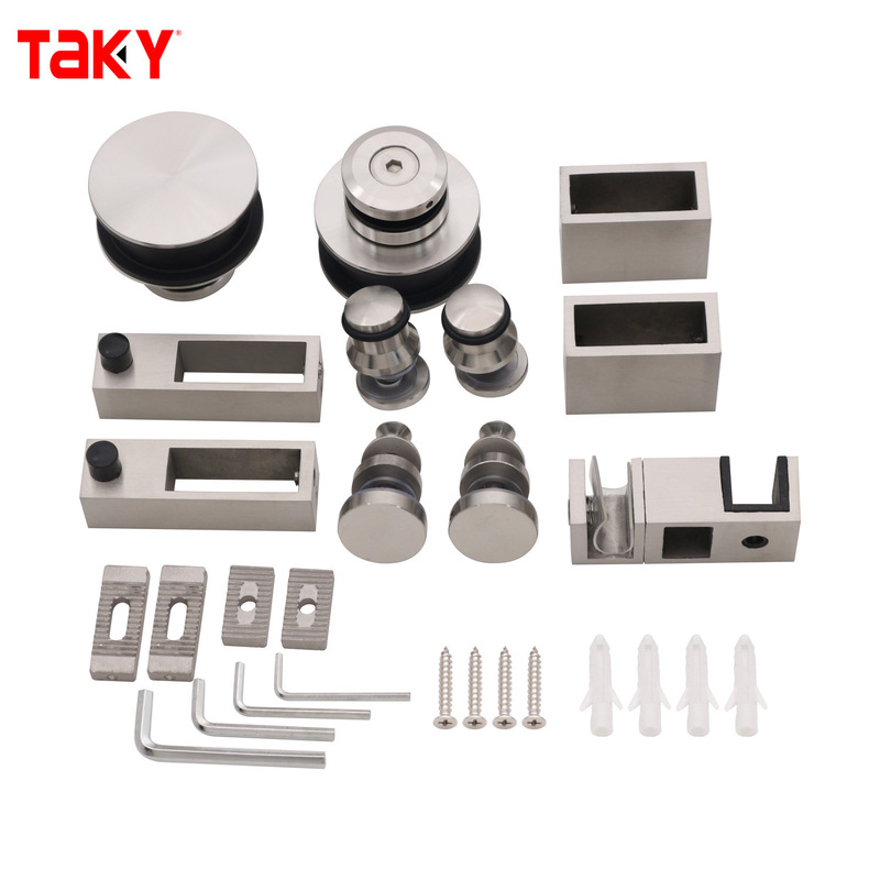 हॉट सेलिंग फ्रैमलेस शॉवर रूम एक्सेसरीज फिटिंग स्लाइडिंग ग्लास डोर सिस्टम किट