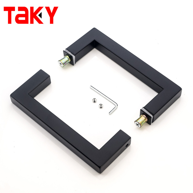 Modern Style Stainless Steel Glass Door Handle Matte Black square Door Pull Handle Shower Handle