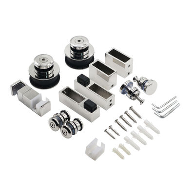 अच्छा दाम फ्रेमलेस स्टेनलेस स्टील रोलर्स हैंगिंग व्हील रेल ट्रैक स्लाइडिंग बार्न शावर ग्लास डोर हार्डवेयर किट ऑनलाइन