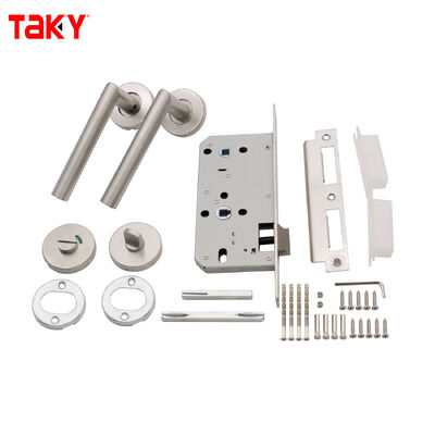 अच्छा दाम 304 स्टेनलेस स्टील ट्यूबलर हैंडल लॉक सेट और सी-लेवल लॉक कोर के साथ सैटिन निकेल समाप्त स्नान कांच दरवाजा हैंडल ऑनलाइन