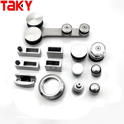 304 स्टेनलेस स्टील फ्रेमलेस शॉवर डोर हार्डवेयर किट 80-120 किलोग्राम लोड लेयरिंग और साइलेंट पुली ट्रैक के साथ