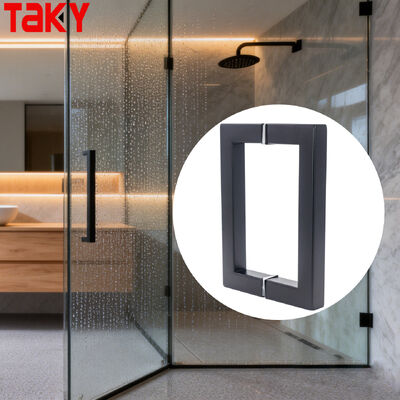 SS304 Stainless Steel Shower Glass Door Handle with 203*203*19*1.0mm Size and Polished/ Brushed Nickel/ Black Finish