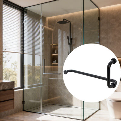 अच्छा दाम शावर ग्लास दरवाज़े का हैंडल 12 इंच स्टेनलेस स्टील 304 काला गोल शावर हैंडल ऑनलाइन